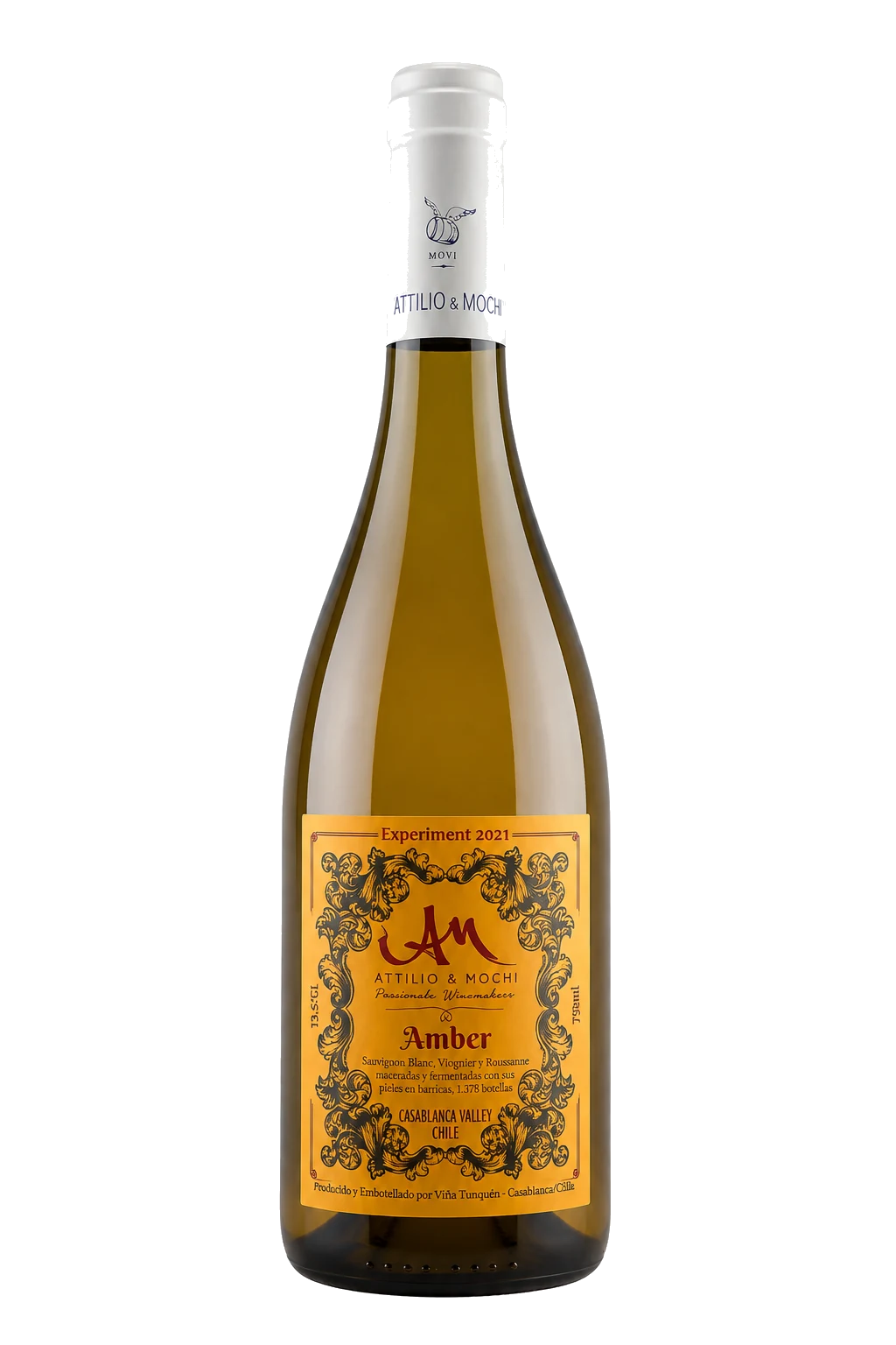 Botella de AM Amber 2021 de Attilio & Mochi